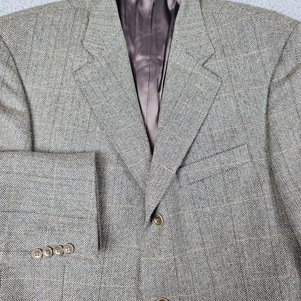 RNG Clothing Sport Coat Blazer Mens 42R Greige Herringbone 3 Roll 2 Double Vent